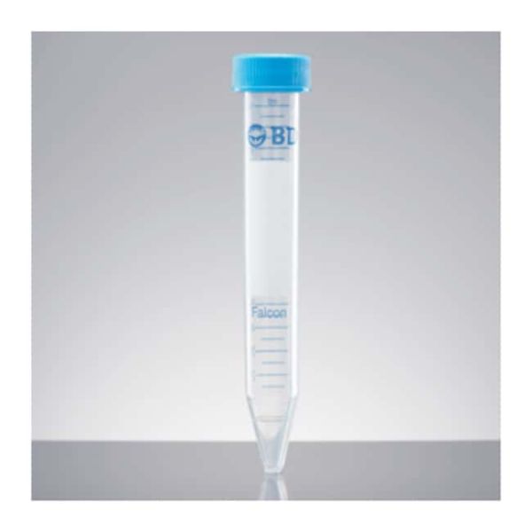 Falcon 15mL High Clarity PP Centrifuge Tube, Conical Bottom, with Dome Seal Screw Cap, Sterile, 50/Rack, 500/Case