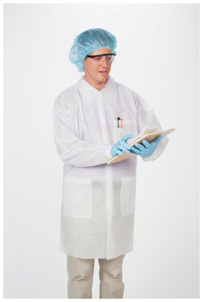 Fisherbrand™ Basic Protection Polypropylene Disposable Lab Coats with Elastic Cuffs