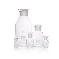 DURAN® bottles, reagent, wide neck, with NS 24/20, clear, with standard ground joint with glass flat-head stopper, 50 ml