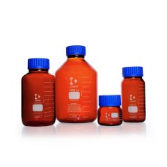 DURAN® GLS 80 Laboratory glass bottle, wide neck, amber, with screw cap and pouring ring (PP), 3500 ml