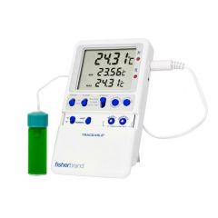 Fisherbrand™ Traceable™ Vaccine Refrigerator/Freezer Thermometer, Refrigerator/Freezer Thermometer/Alarm w/5mL glycol bottle attachment
