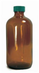 Qorpak™ Kaptclean™ Amber Boston Round Bottles, Cleaned for Volatiles