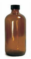 Qorpak™ Amber Boston Round Bottles, Vacuum and Ionized: With Phenolic PolyCone Cap