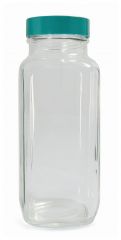 Qorpak™ Clear French Square Bottles, Vacuum and Ionized with Thermoset F217 and PTFE Lined Cap