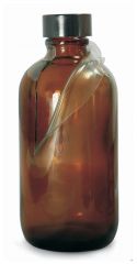 Qorpak™ Safety Coated Amber Boston Round Bottles: With Phenolic Rubber Caps