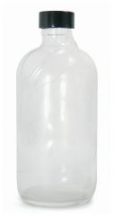 Qorpak™ Safety Coated Clear Boston Round Bottles: With Phenolic PolyCone Cap