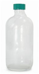 Qorpak™ Safety Coated Clear Boston Round Bottles: With Thermoset F217 and PTFE Caps