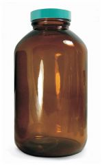 Qorpak™  Amber Wide Mouth Packer Bottles with Green Thermoset F217 and PTFE Cap