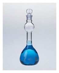 DWK Life Sciences Kimble™ KIMAX™ Class A Mixing Bulb-Style Volumetric Flask with Standard Taper Stopper