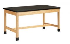Diversified Woodcrafts™ Oak Table with  Plain Apron and Solid Epoxy Top: Leg Brace and Stretcher Option