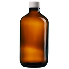 Thermo Scientific™ I-Chem™ Boston Round Narrow-Mouth Amber Glass Bottles with Closure, 1000mL, processed 