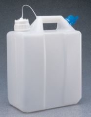Thermo Scientific™ Nalgene™ 13L HDPE Jerrican with Tethered Polypropylene Closure, double port