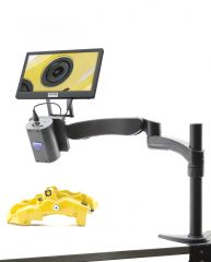 Autofocus HDMI camera on industrial stand, with screen, multi-plug