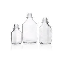Square bottle, narrow neck, clear, 250 ml, without dust cap & pouring ring, soda-lime-glass