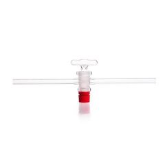 DURAN® Single way stopcocks, complete with hollow key with glass handle, bore 2,5 mm, NS 14.5