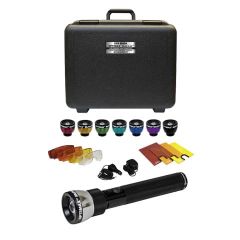 MultiLite™ Flashlight body with rechargeable battery stick, eight interchangeable LED heads with dome lens, three contrast filters, smart AC and DC charger, four spectacles and carrying case (240V/50Hz with UK Plug) (CE Approved) (Plug Type G)