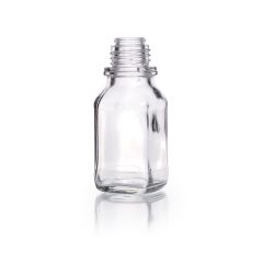 Square bottle, narrow neck, clear, 100 ml, without dust cap & pouring ring, soda-lime-glass