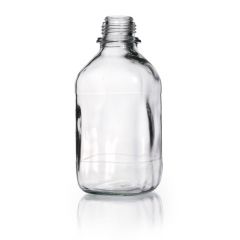 Square bottle, narrow neck, clear, 1000 ml, without dust cap & pouring ring, soda-lime-glass