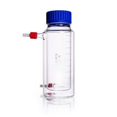 Double walled (Jacketed) GLS 80 bottle 1000 ml complete with PP pouring ring, PP cap (blue)