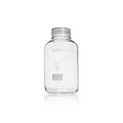 DURAN PURE bottle, clear, graduated, GLS 80, with dust cover, without cap and pouring ring, 2000 ml